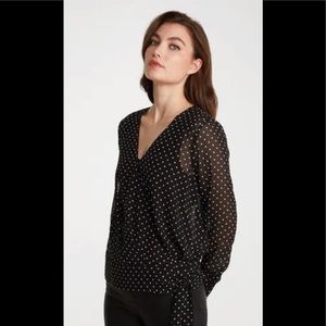 TRISTAN Polka dot tied blouse